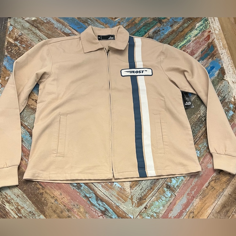 Mens Lost Enterprises Zip Up Goodtime Jacket Tan Surf/Skateboard NWT Mens Medium